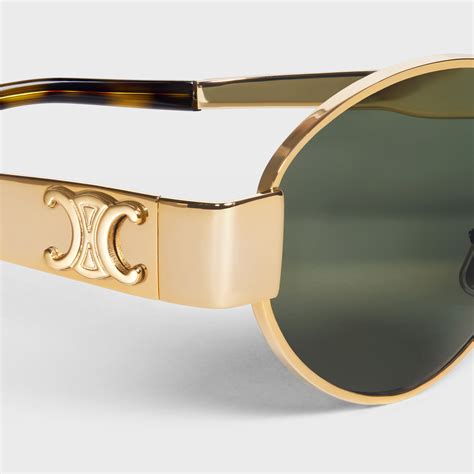 celine zonnebril triomphe gold|Triomphe Metal 01 oval sunglasses in multicoloured .